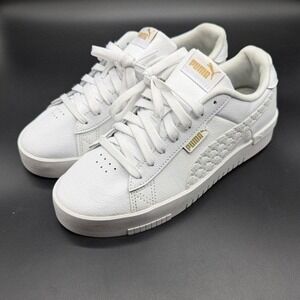 Puma Jada Snake Womens 8.5 White Gold Leather Platform Sneakers 391738-01